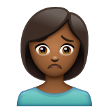 Bagaimana Person Frowning: Medium-Dark Skin Tone emoji terlihat di Whatsapp.