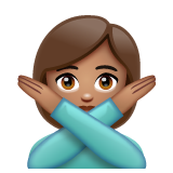 Bagaimana Person Gesturing NO: Medium Skin Tone emoji terlihat di Whatsapp.