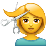 How Person Getting Haircut emoji looks on Whatsapp.