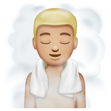 Bagaimana Person in Steamy Room: Medium-Light Skin Tone emoji terlihat di Whatsapp.