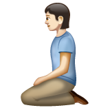 Bagaimana Person Kneeling: Light Skin Tone emoji terlihat di Whatsapp.