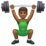 How Person Lifting Weights: Medium-Dark Skin Tone emoji looks on Whatsapp.