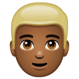 Jak wygląda emoji Osoba z włosami blond: karnacja średnio ciemna w Whatsapp.