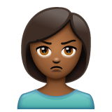 Bagaimana Person Pouting: Medium-Dark Skin Tone emoji terlihat di Whatsapp.