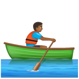 Bagaimana Person Rowing Boat: Medium-Dark Skin Tone emoji terlihat di Whatsapp.