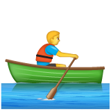 Bagaimana Person Rowing Boat emoji terlihat di Whatsapp.