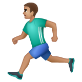 Bagaimana Person Running: Medium Skin Tone emoji terlihat di Whatsapp.