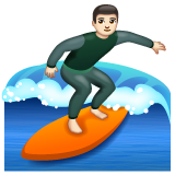 Bagaimana Person Surfing: Light Skin Tone emoji terlihat di Whatsapp.