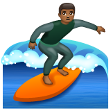 Bagaimana Person Surfing: Medium-Dark Skin Tone emoji terlihat di Whatsapp.