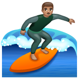 Bagaimana Person Surfing: Medium Skin Tone emoji terlihat di Whatsapp.