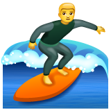 Bagaimana Person Surfing emoji terlihat di Whatsapp.