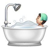 Bagaimana Person Taking Bath: Light Skin Tone emoji terlihat di Whatsapp.