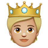 A quoi ressemblent les emoji Personne avec une couronne : peau moyennement claire sur Whatsapp.