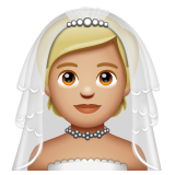 A quoi ressemblent les emoji Personne mariée avec voile: peau moyennement claire sur Whatsapp.