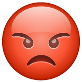 Bagaimana Pouting Face emoji terlihat di Whatsapp.