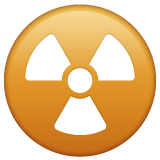 Hoe Radioactief emoji eruit ziet op Whatsapp.