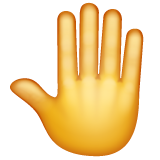 Hoe Achterkant van opgeheven hand emoji eruit ziet op Whatsapp.