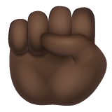 Bagaimana Raised Fist: Dark Skin Tone emoji terlihat di Whatsapp.