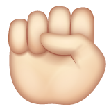 How Raised Fist: Light Skin Tone emoji looks on Whatsapp.