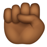 How Raised Fist: Medium-Dark Skin Tone emoji looks on Whatsapp.