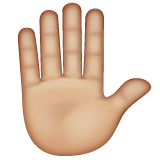 Bagaimana Raised Hand: Medium-Light Skin Tone emoji terlihat di Whatsapp.