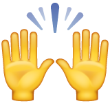 How Raising Hands emoji looks on Whatsapp.