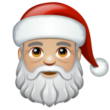 Jak wygląda emoji Święty Mikołaj: karnacja średnio jasna w Whatsapp.