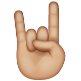 Bagaimana Sign of the Horns: Medium-Light Skin Tone emoji terlihat di Whatsapp.