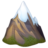 Bagaimana Snow-Capped Mountain emoji terlihat di Whatsapp.