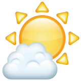 Bagaimana Sun Behind Small Cloud emoji terlihat di Whatsapp.