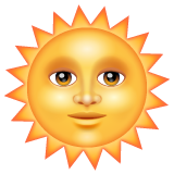 Bagaimana Sun with Face emoji terlihat di Whatsapp.