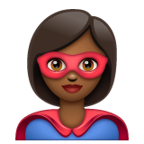 How Superhero: Medium-Dark Skin Tone emoji looks on Whatsapp.