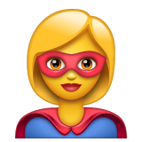 Hoe Superheld emoji eruit ziet op Whatsapp.