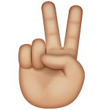 Bagaimana Victory Hand: Medium-Light Skin Tone emoji terlihat di Whatsapp.