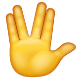 How Vulcan Salute emoji looks on Whatsapp.