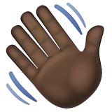 How Waving Hand: Dark Skin Tone emoji looks on Whatsapp.