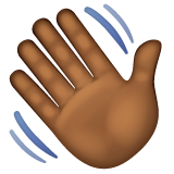 Wie Winkende Hand: mitteldunkle Hautfarbe Emoji auf Whatsapp aussieht.