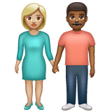 Como o emoji do Homem e mulher de mãos dadas: pele morena clara e pele morena escura é exibido no Whatsapp.