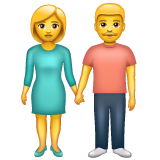 Come Uomo e donna che si tengono per mano emoji appare su Whatsapp.