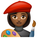 Como o emoji do Artista plástica: pele morena escura é exibido no Whatsapp.