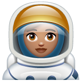 Hvordan Kvinnelig astronaut: hudtype 4 emoji ser ut på Whatsapp.