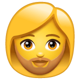 How Woman: Beard emoji looks on Whatsapp.