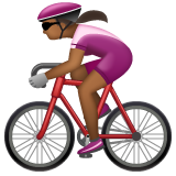 Como o emoji do Mulher ciclista: pele morena escura é exibido no Whatsapp.