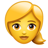 How Woman: Blond Hair emoji looks on Whatsapp.