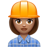 How Woman Construction Worker: Medium Skin Tone emoji looks on Whatsapp.