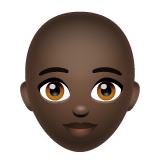 How Woman: Dark Skin Tone, Bald emoji looks on Whatsapp.