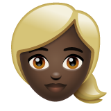 How Woman: Dark Skin Tone, Blond Hair emoji looks on Whatsapp.