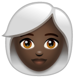 How Woman: Dark Skin Tone, White Hair emoji looks on Whatsapp.