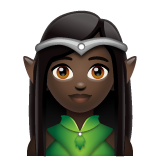 Hoe Vrouwelijke elf: donkere huidskleur emoji eruit ziet op Whatsapp.