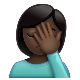 How Woman Facepalming: Dark Skin Tone emoji looks on Whatsapp.